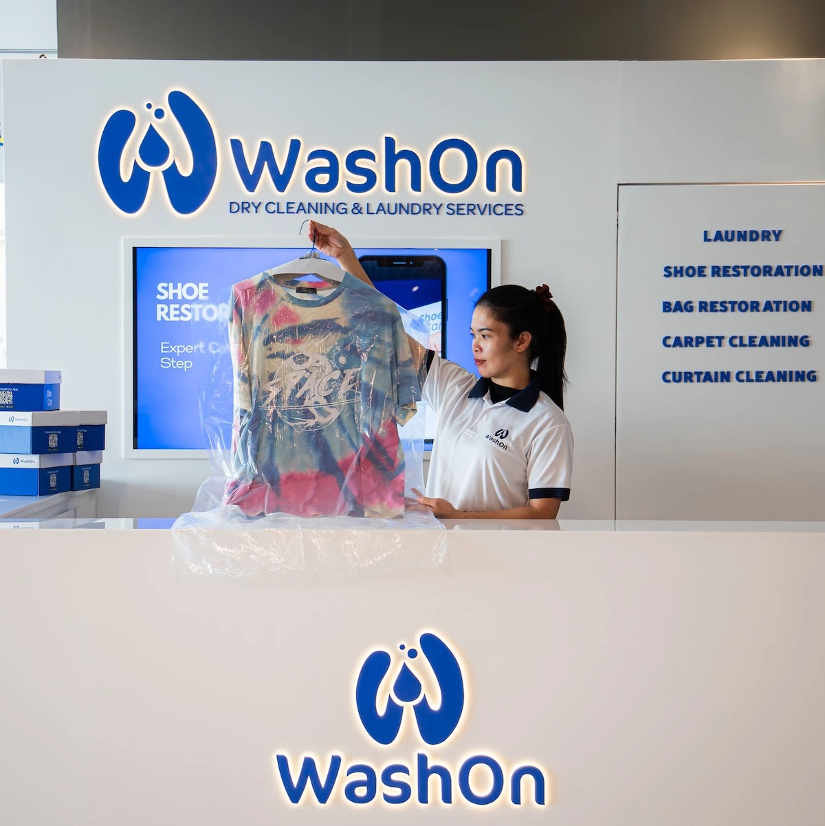 Inside the WashOn laundry facility in Dubai