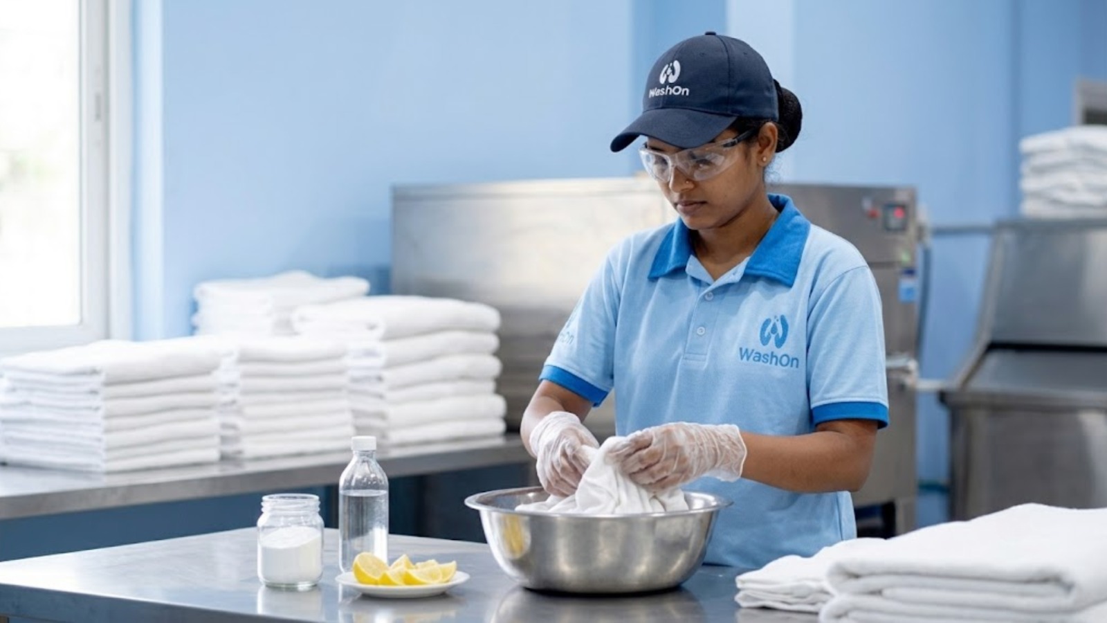 White clothes being whitened naturally with baking soda and vinegar, bleach-free laundry tips for Dubai White clothes being whitened naturally with baking soda and vinegar, bleach-free laundry tips for Dubai